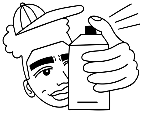 Teen With Spray Can Coloring Page